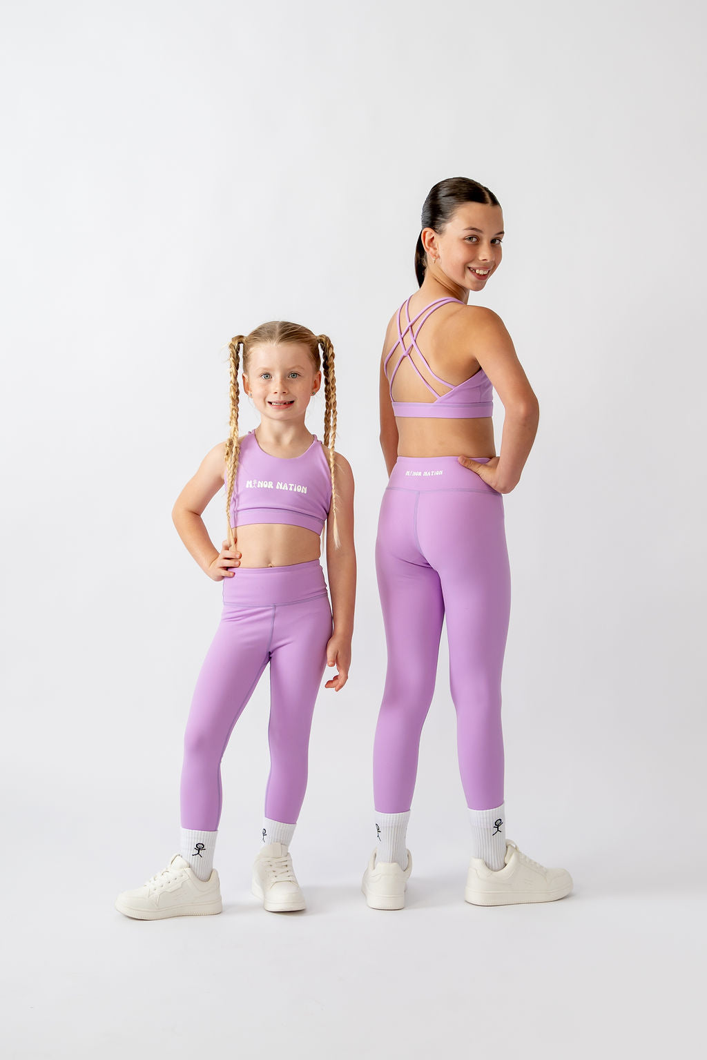 Product photo of Minor Nation's Girls All-Around Gym Tights in Lilac